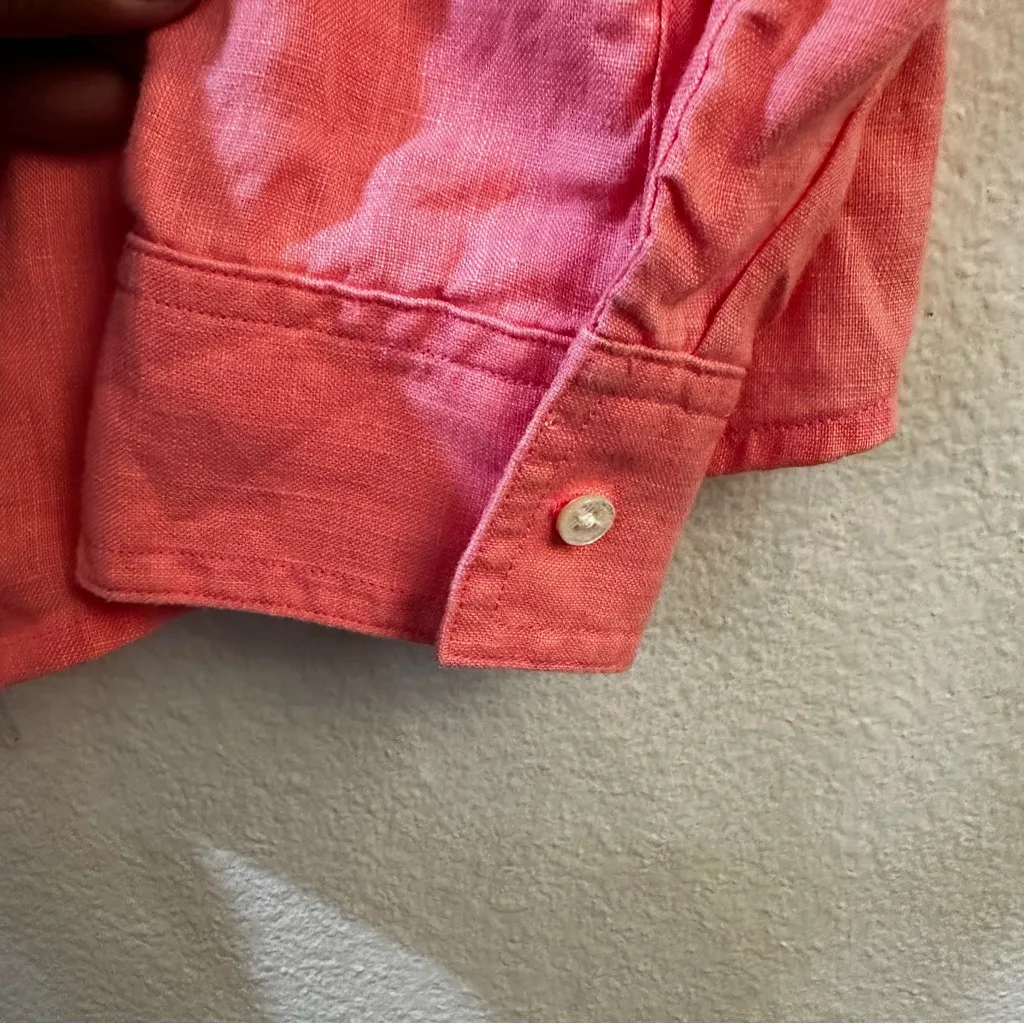 J.McLaughlin Britt Linen Point Collar Long Sleeve Button Front Blouse Size 8 - Image 6