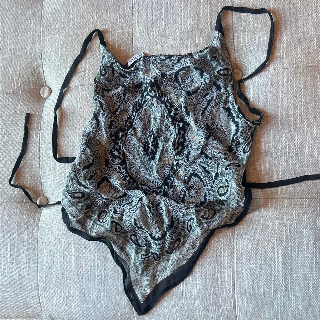 Millennium Y2K Vintage Ladies Handkerchief Tie Top One Size Black Size undefined - Image 2