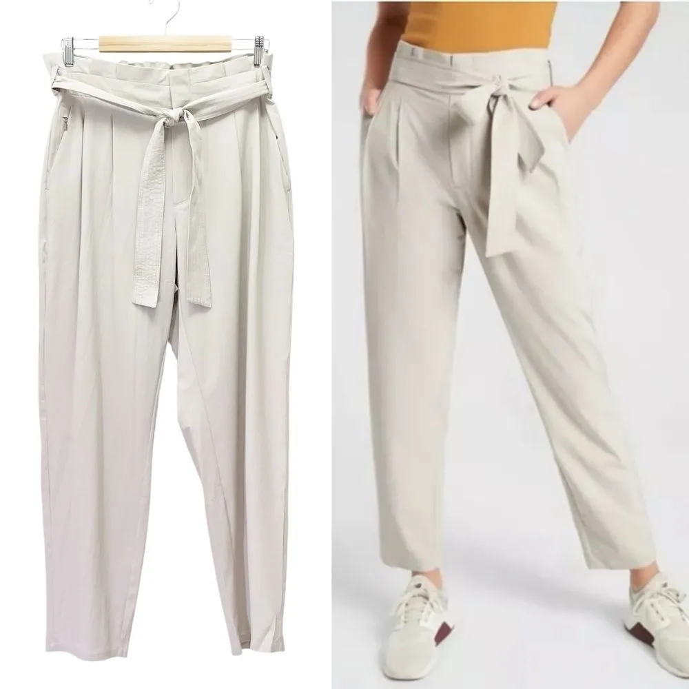Athleta Skyline Pant II Abalone Grey Paperbag Waist Stretch Size 12 Quick Dry - Image 2