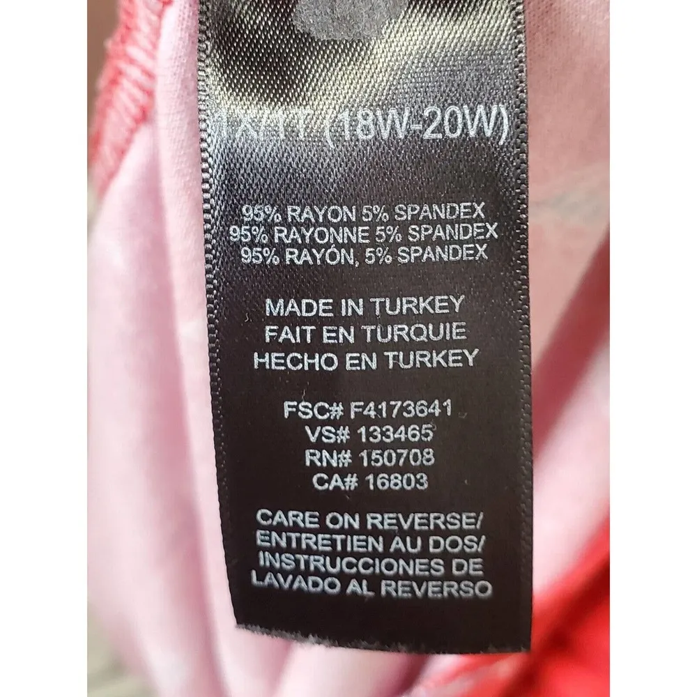 Signature Collection Women Red Round Neck Short Sleeve Knee Length Dress 18W - Image 9