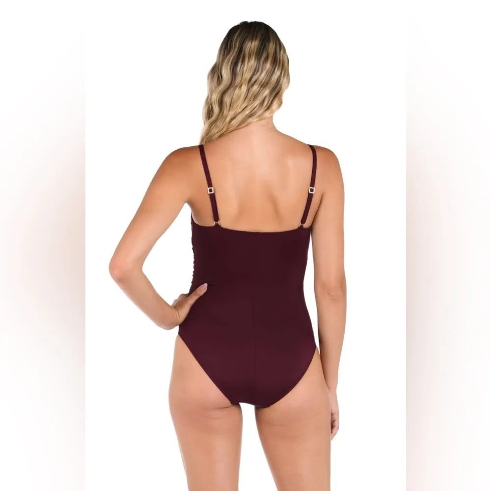 La Blanca Island Goddess Lingerie One Piece - Dark Cherry, Size 6, $83 - Image 3
