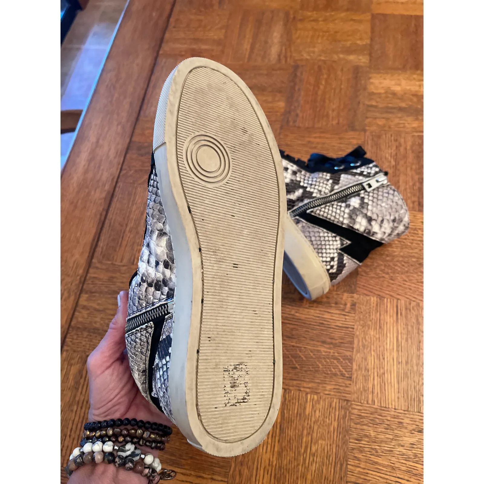 Zadig & Voltaire High Flash Wild High Top Snake Leather Sneakers size 40/9 - Image 9