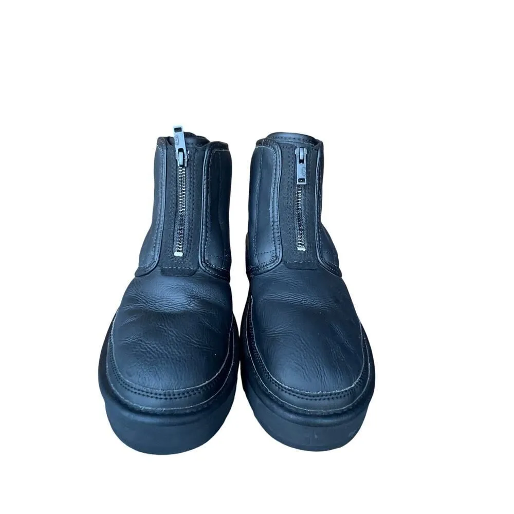 UGG ULTRA BLACK MATTE NEUMEL PLATFORM LEATHER WOOL BOOTS 10 WOMEN MSRP $225 - Image 9