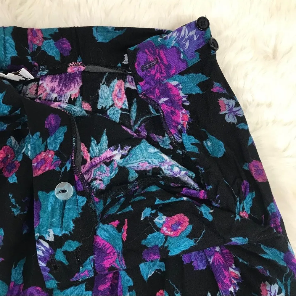 VINTAGE 80s 90s Matching Vest Skirt Outfit Dress‎ Floral Purple Teal Size Large - Image 12