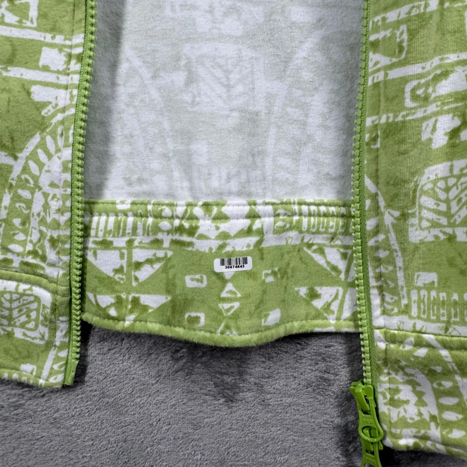 Clara‎ Sun Woo Green White Geometric Print Zip Up Jacket Small Resortwear - Image 7