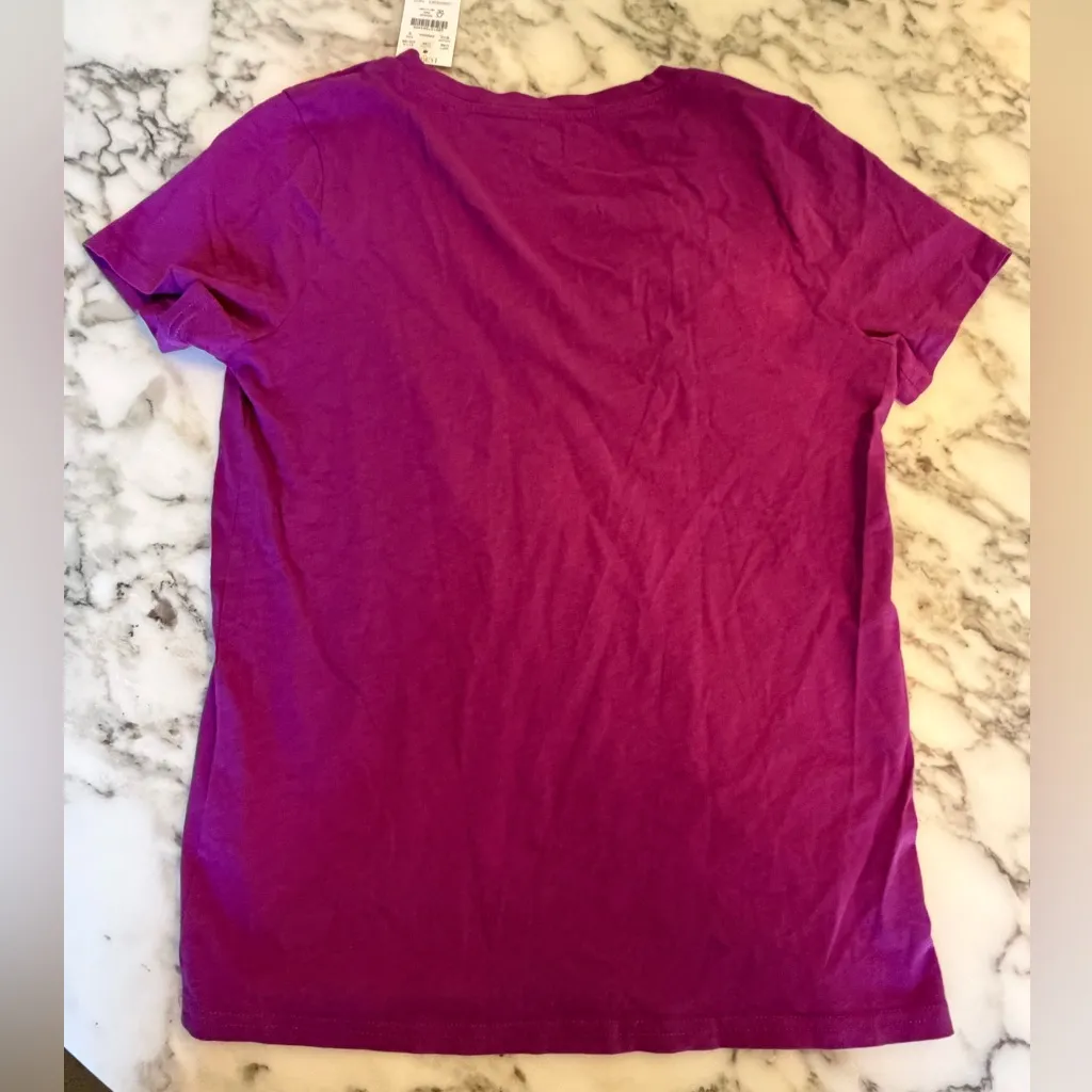 NWT J. Crew Fuchsia Slub T-shirt Sz S 100% Cotton Purple Short Sleeve Tee - hole - Image 2