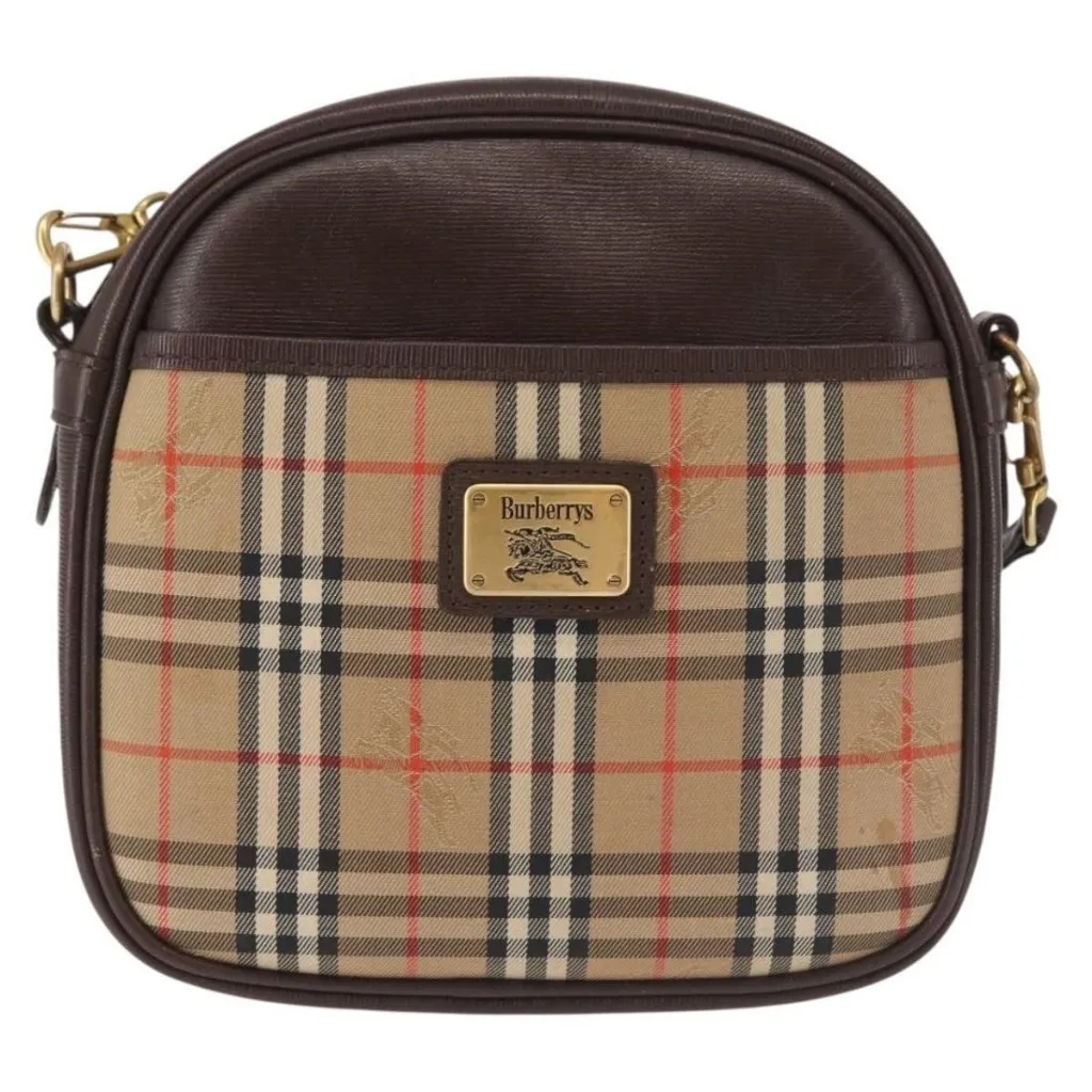 Burberrys Nova Check Shoulder Bag Canvas Beige Gold Authentic - Image 5