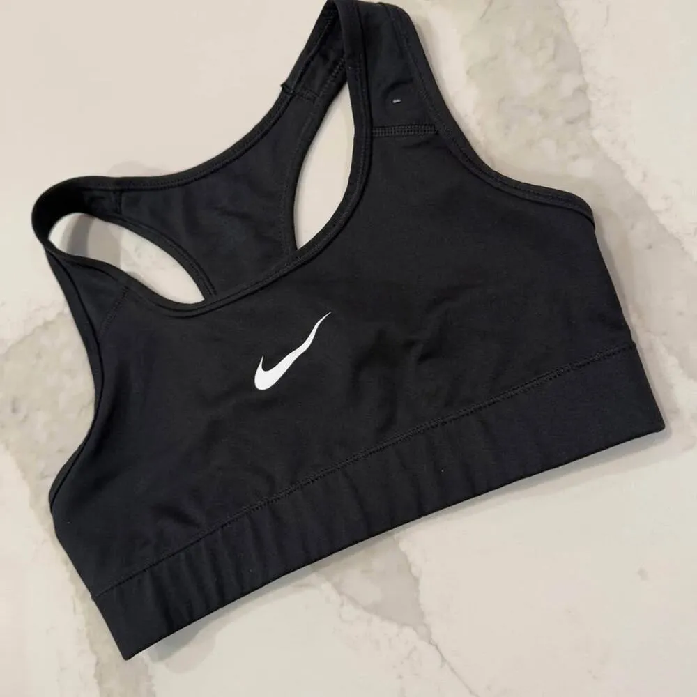 Nike Dri Fit Racerback Sports Bra Women’s Size XS Black Swoosh Logo Activewear - Image 2
