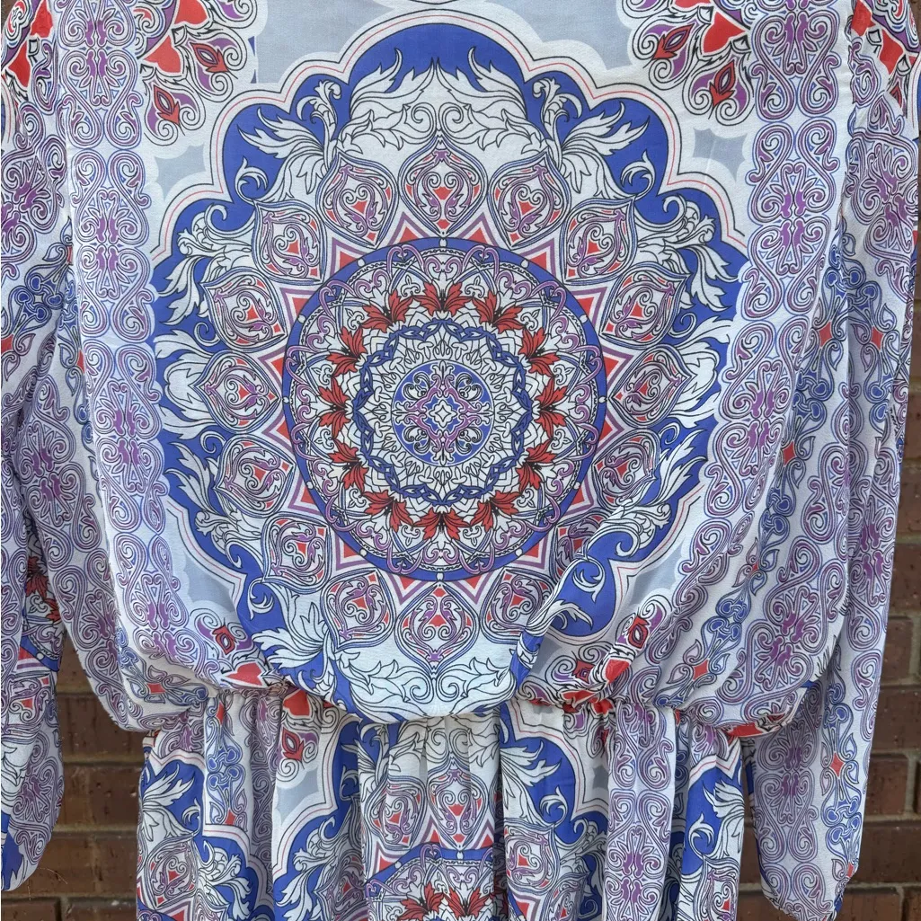 Tacera Boho Dress Bohemian Knee Length Multicolor Pattern Womens Size Medium EUC - Image 8