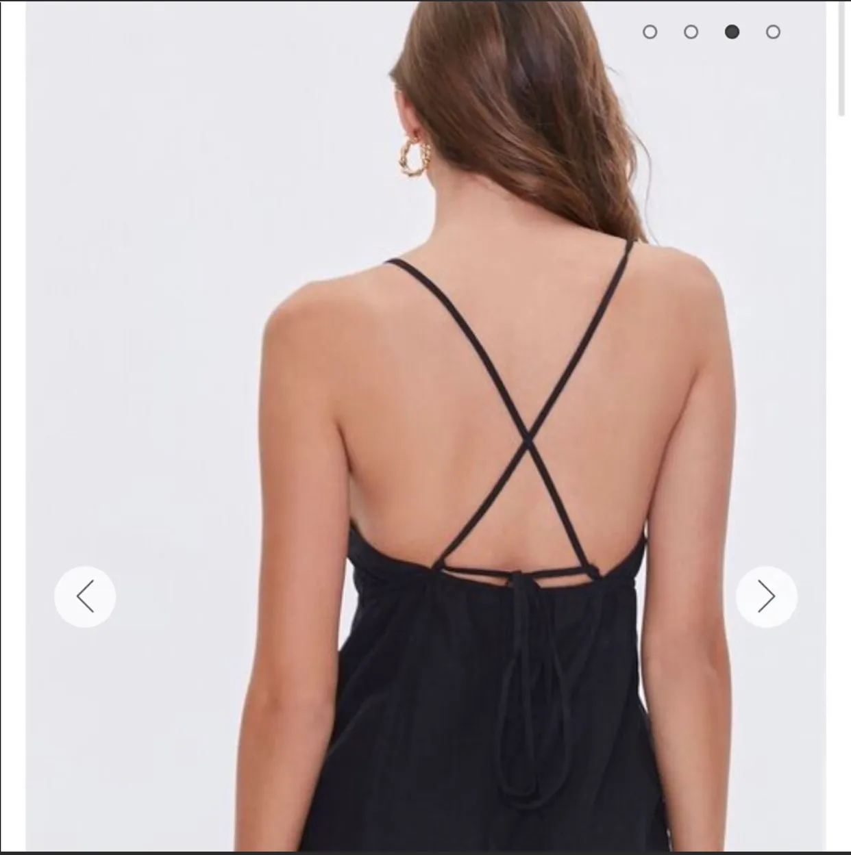 Black Criss Cross Linen Blend Mini Dress - Image 2