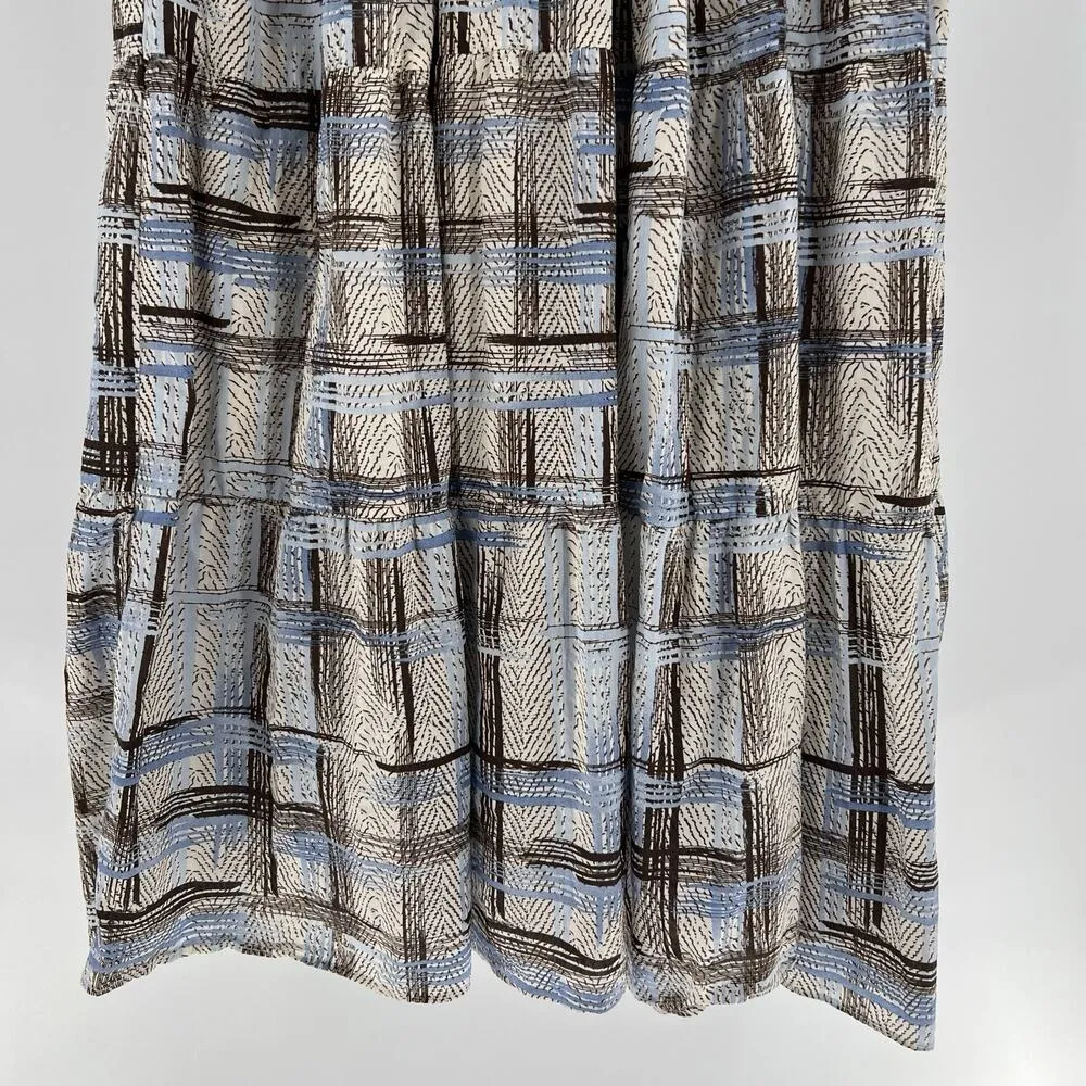 Sofie the Label Maxi Dress Belted Tie Waist Criss Cross Straps Zip Up Size Large Blue - Image 6