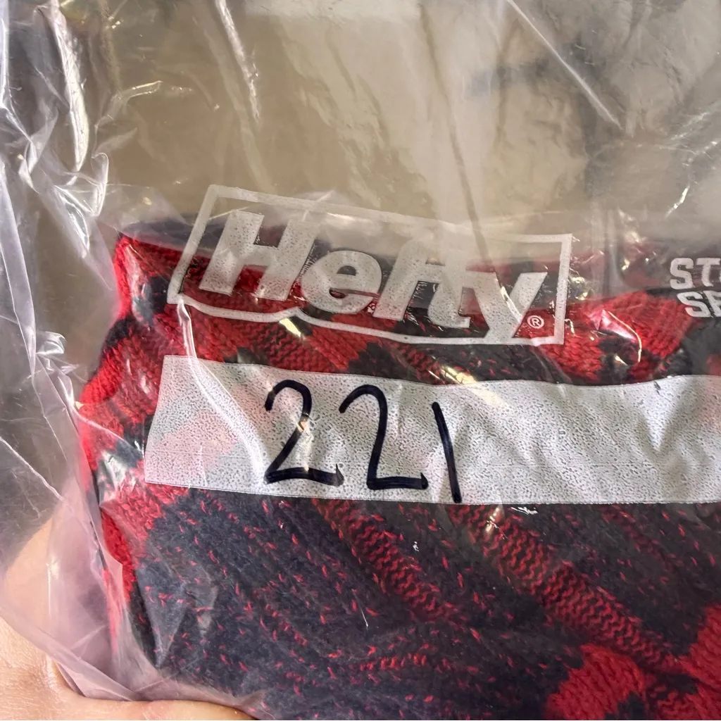 Woolrich 100% Cotton Black Red Buffalo Plaid Cowl Turtleneck Sweater Tunic Knit - Image 9