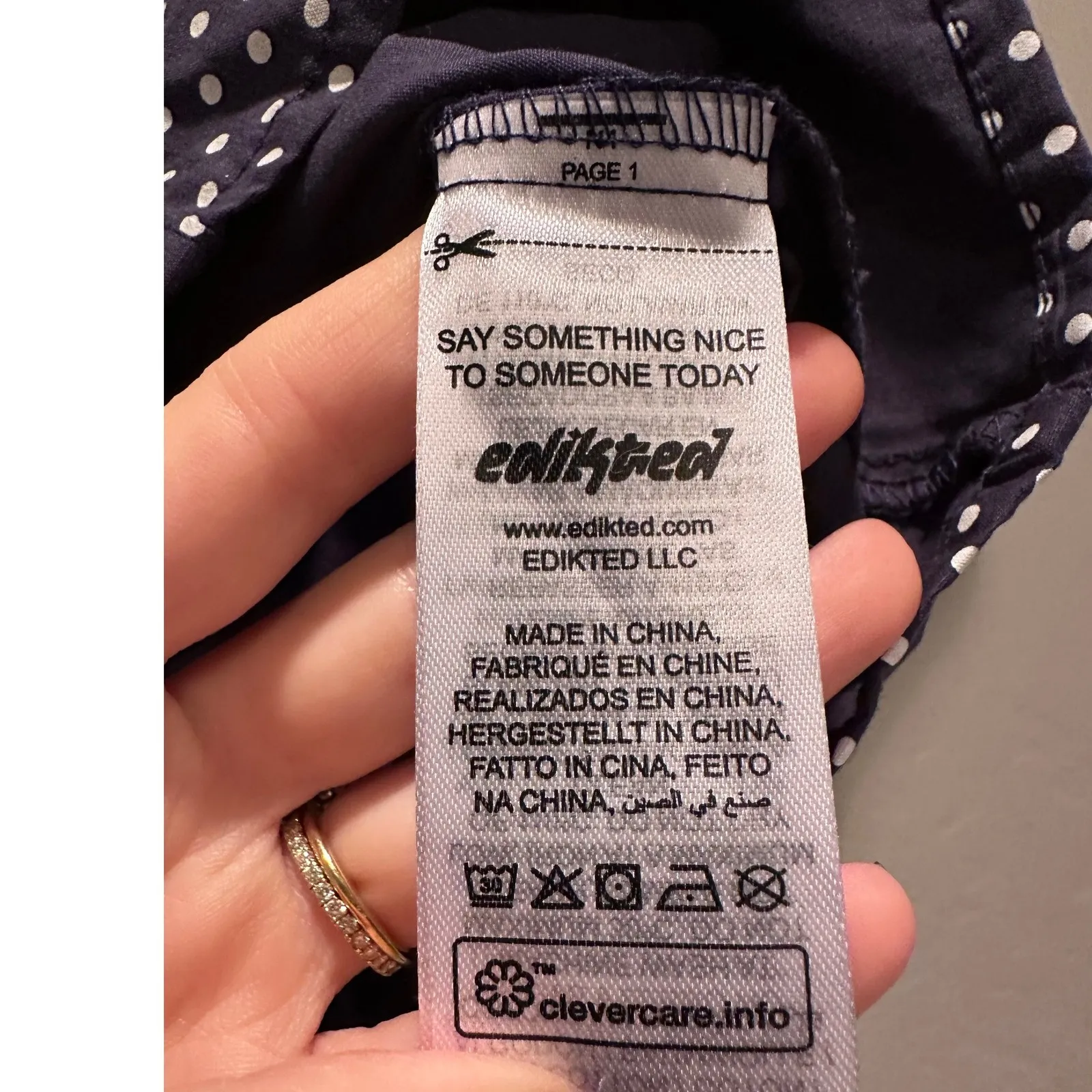 NWT Edikted Blue Polka Dot Tailored Button Up Short Sleeve Shirt Size Medium - Image 8