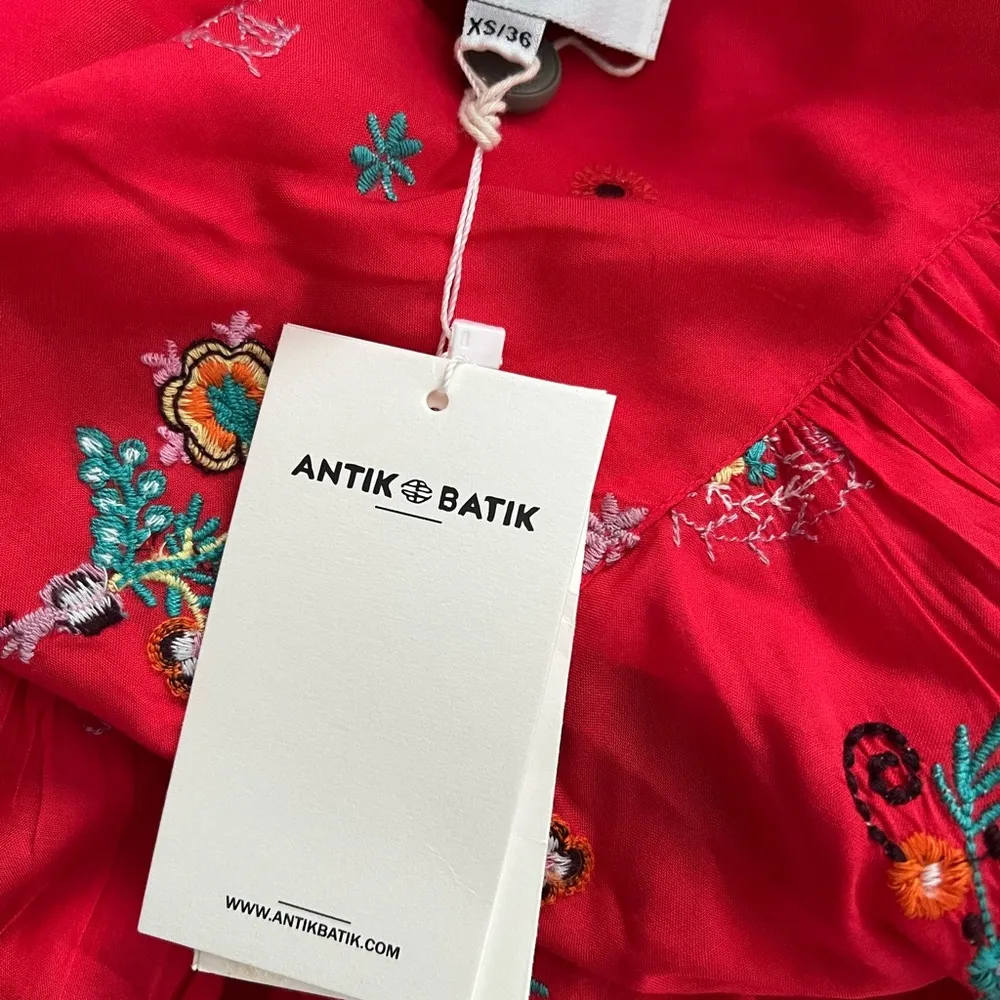 NWT ANTHROPOLOGIE ANTIK BATIK Houla Embroidered Long Sleeve Cotton Blouse Sz XS - Image 7