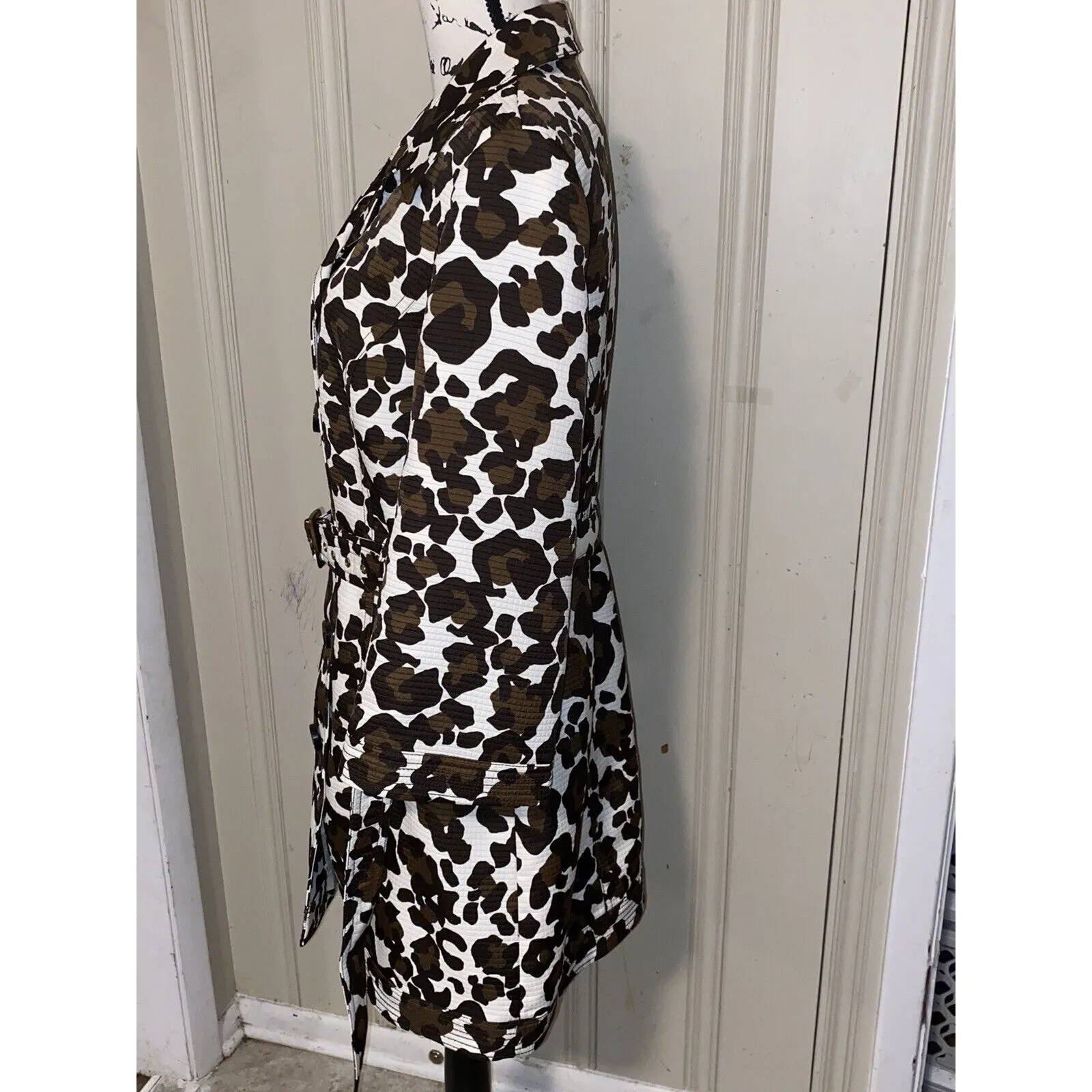 Vintage Spring Leopard print Belted Coat By Madison Sz 14 EUC Brown - Image 6