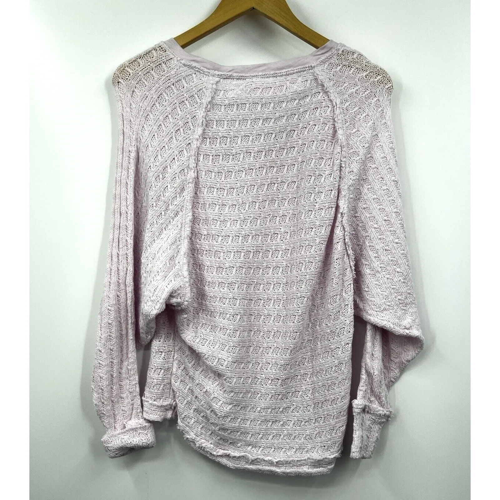 Free People Sweater‎ Womens Thien's Dolman Sleeve Pink V- Neck Size X-Small - Image 7