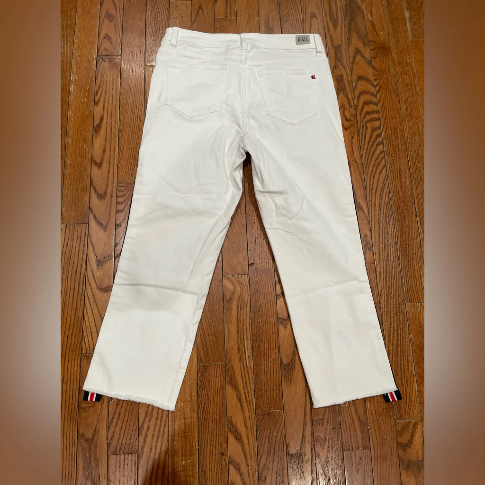Women's White Pants with Striped Detail Size 10 - Image 10