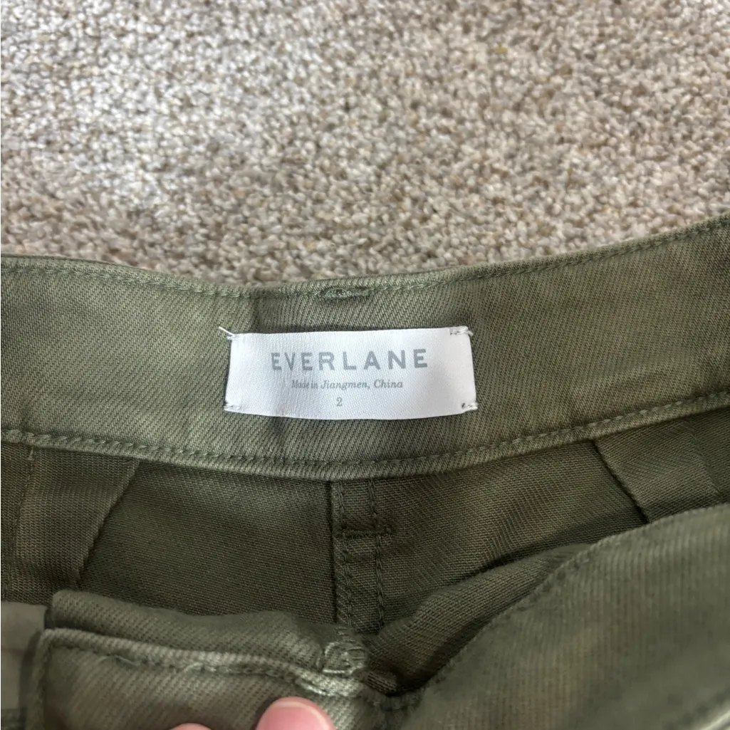Everlane Cotton Hi Rise Wide Leg Sage Green Color Cropped Pants Size 2 - Image 3