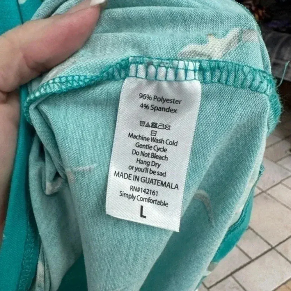 LuLaRoe Irma Oversized High Low Tunic Teal Dark Mint Seagulls Size Large L Top - Image 4