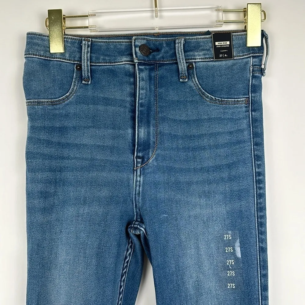 Abercrombie & Fitch High Rise Jean Leggings Blue Denim Size 27 Short - Image 4