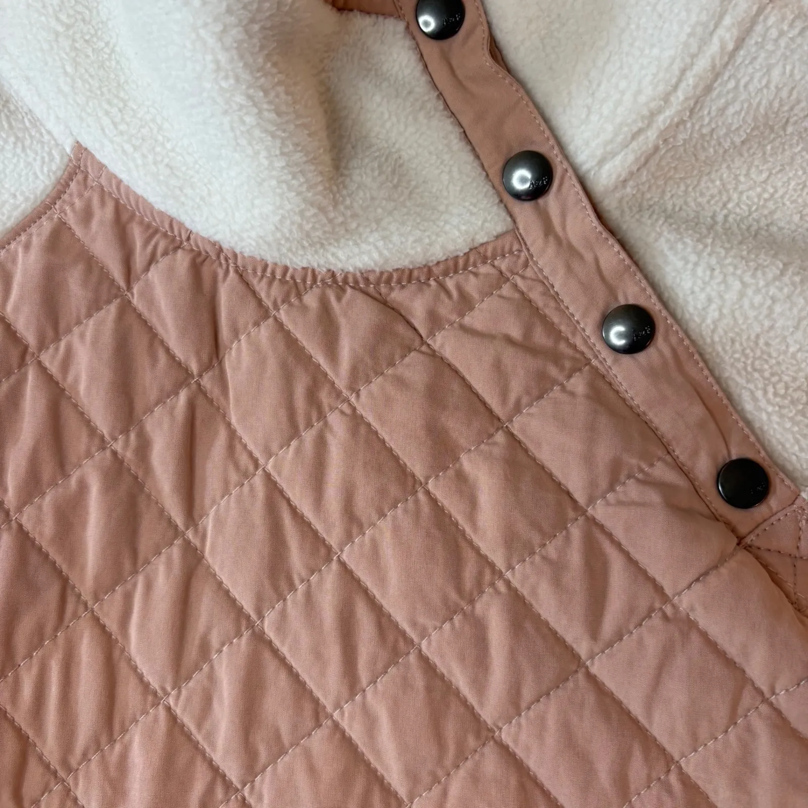 Abercrombie &‎ Fitch Womens Cream Pink Quilted Fleece Pullover Sweatshirt - Image 5