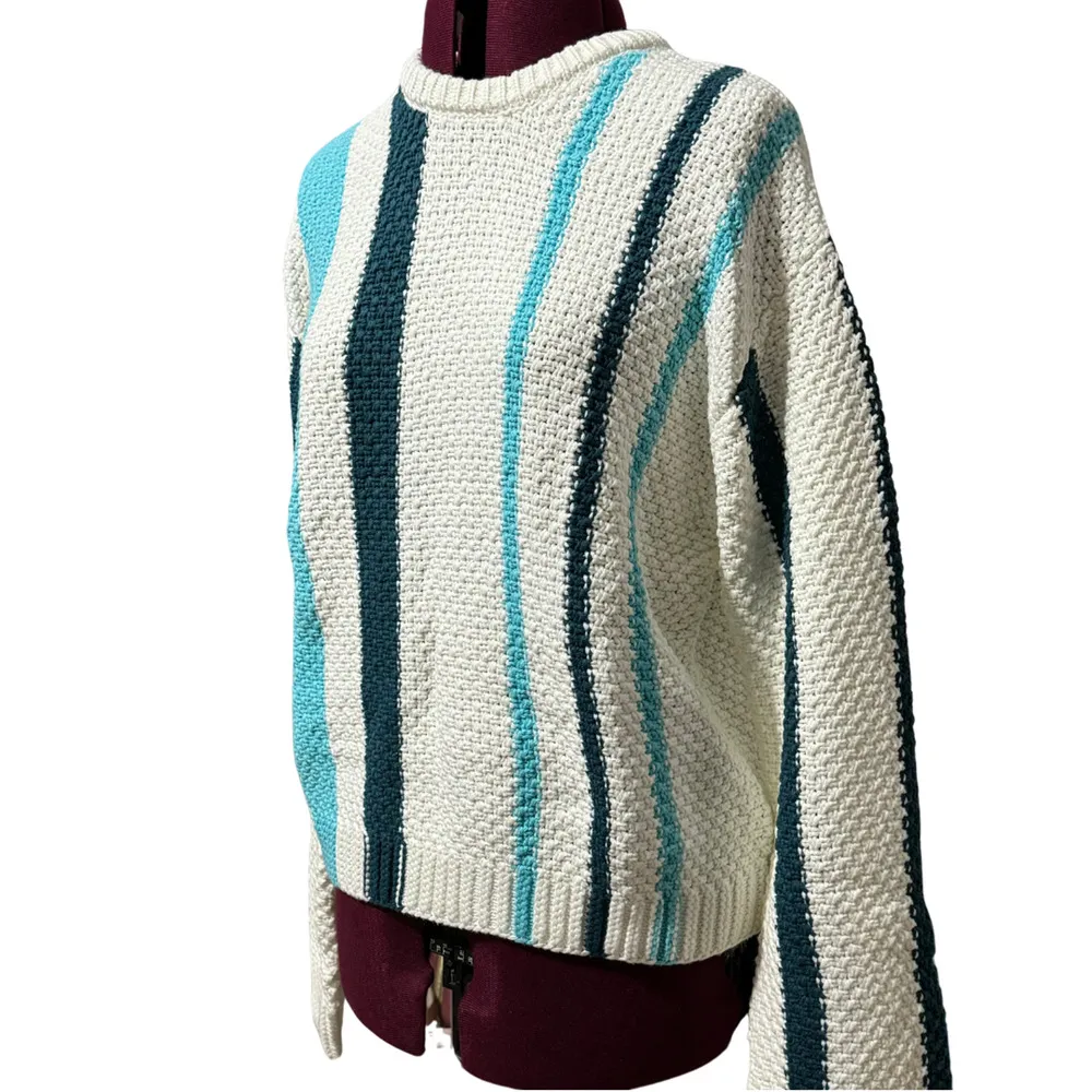 STITCHES & STRIPES London Pullover Chunky Knit Sweater Chalk Multi NWT Large Blue - Image 2