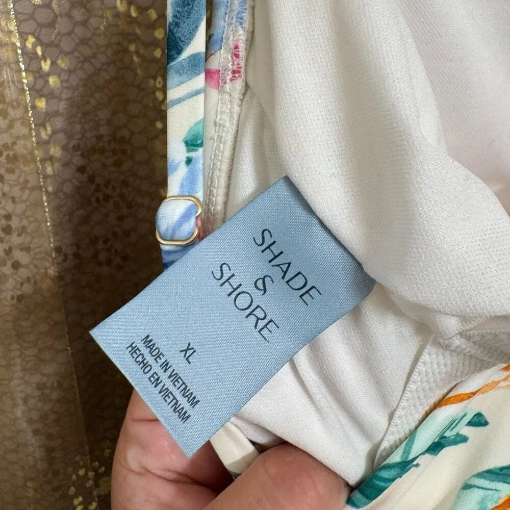 Shade & Shore Tropical High Leg Bandeau Cheeky One Piece Swimsuit XL NWOT - Image 4