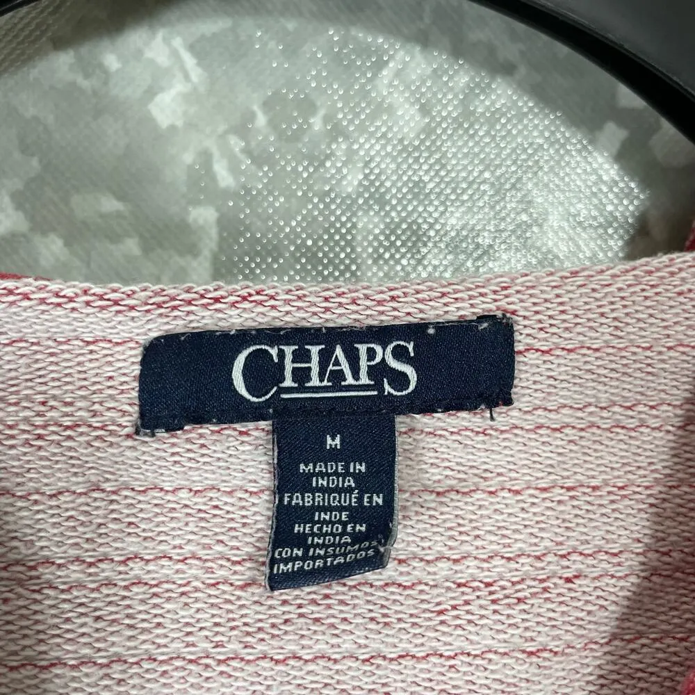 Chaps Red Striped Poncho Style Hoodie Pullover - Size Medium - Kangaroo Pocket - Image 4