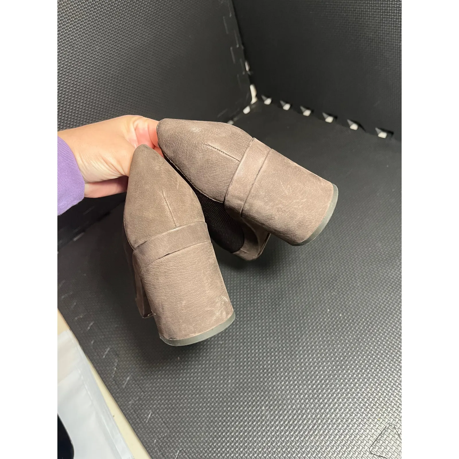 EILEEN FISHER SHOES/PUMPS‎ SIGNY KNIT BROWN SIZE 8.5 BLOCK HEELS - Image 8