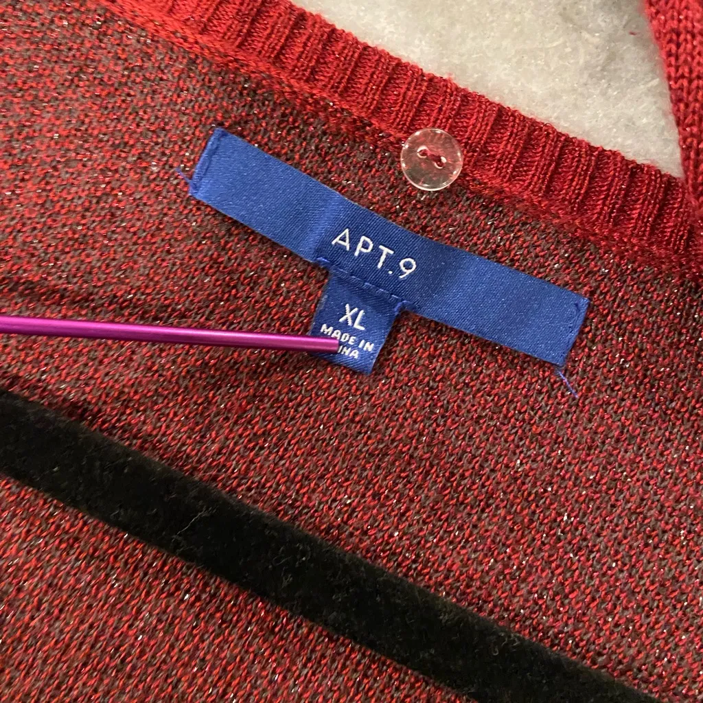 Apt. 9 Size XL Red Black Ombré Sparkle Scoop Neck Long Sleeve Sweater Dress - Image 8