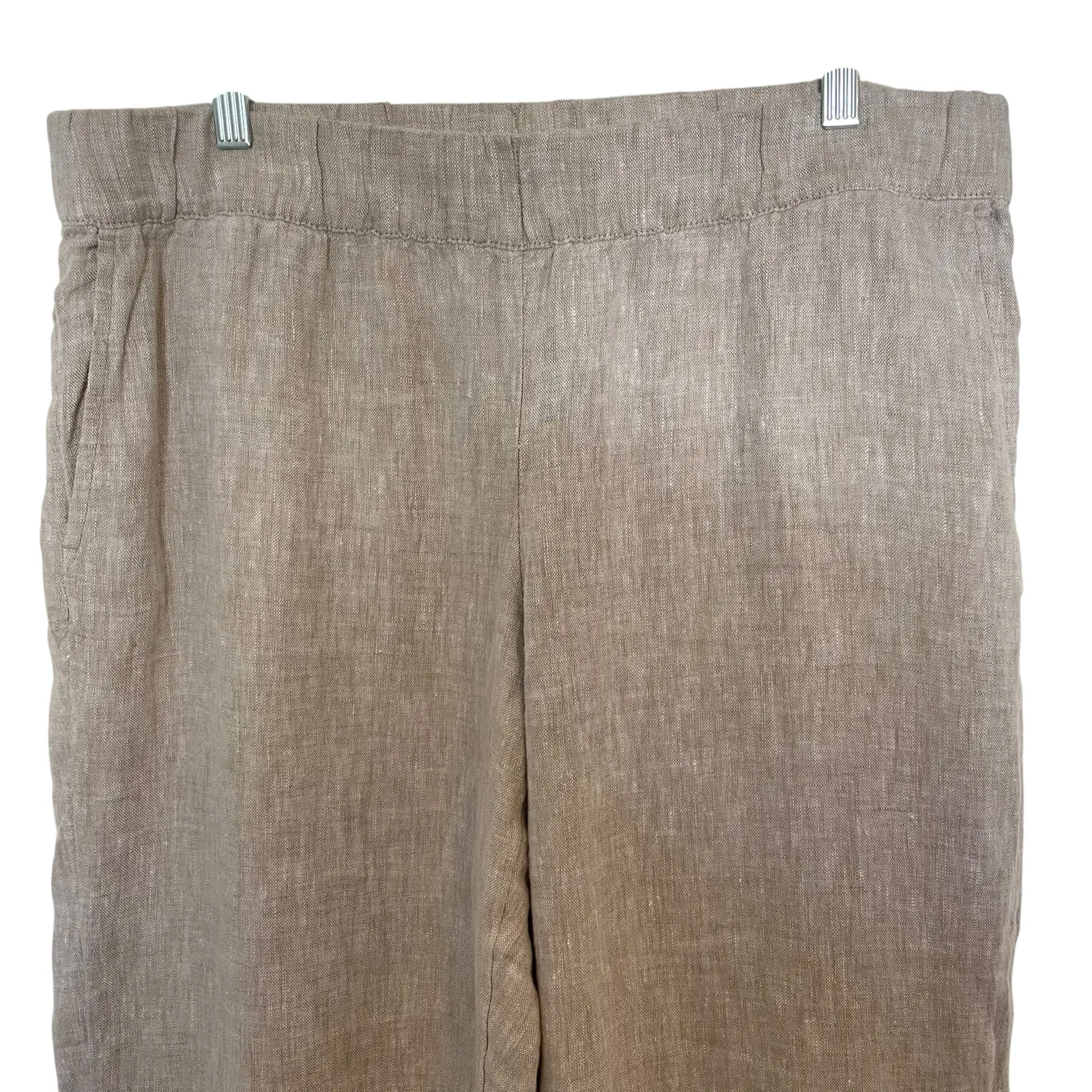 Pure Jill Linen Trapunto Cropped Pull On Pants Light Sable Womens Size Large P Brown - Image 3