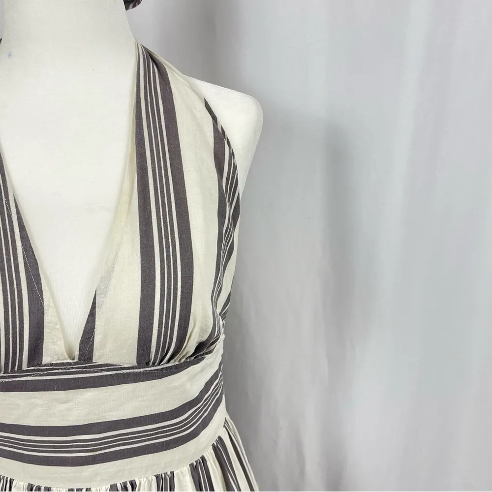 Urban Outfitters Small Betsey Striped Linen Halter Midi Dress Minimalist Cottage - Image 13