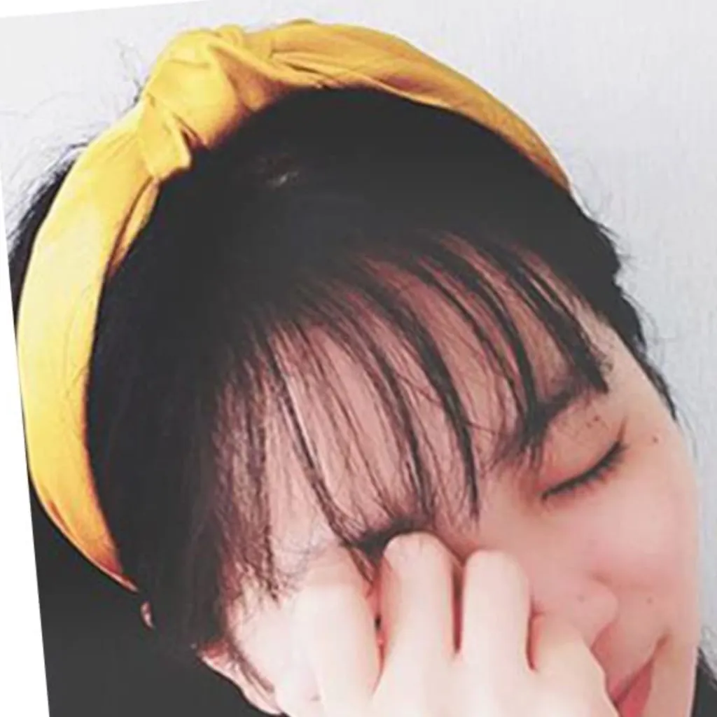 Bundle of 2 Twist Wrap Satin Headbands in Yellow and Navy NWOT Blue - Image 2