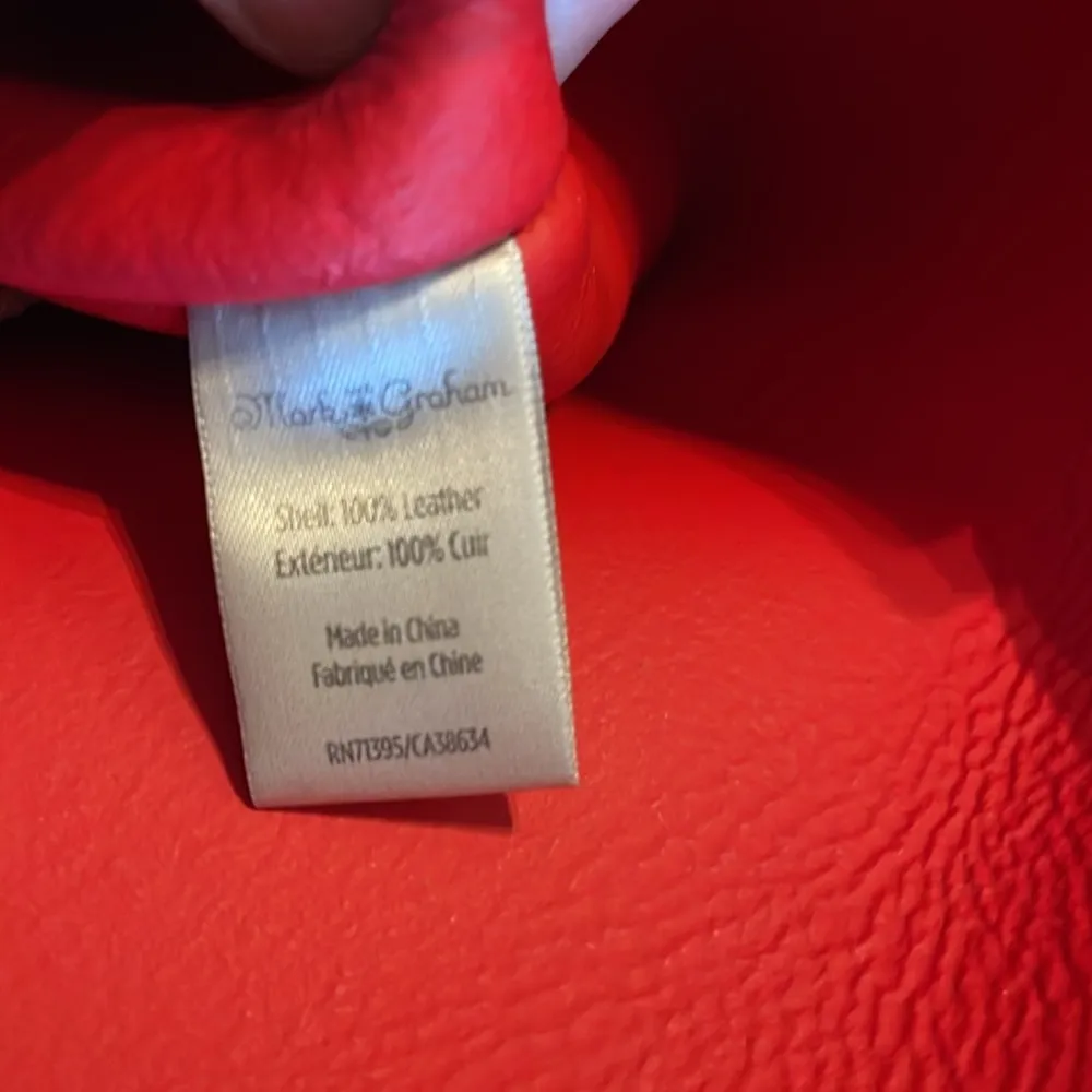 Mark Graham pebbled, leather laser cut C tote bag Red - Image 10