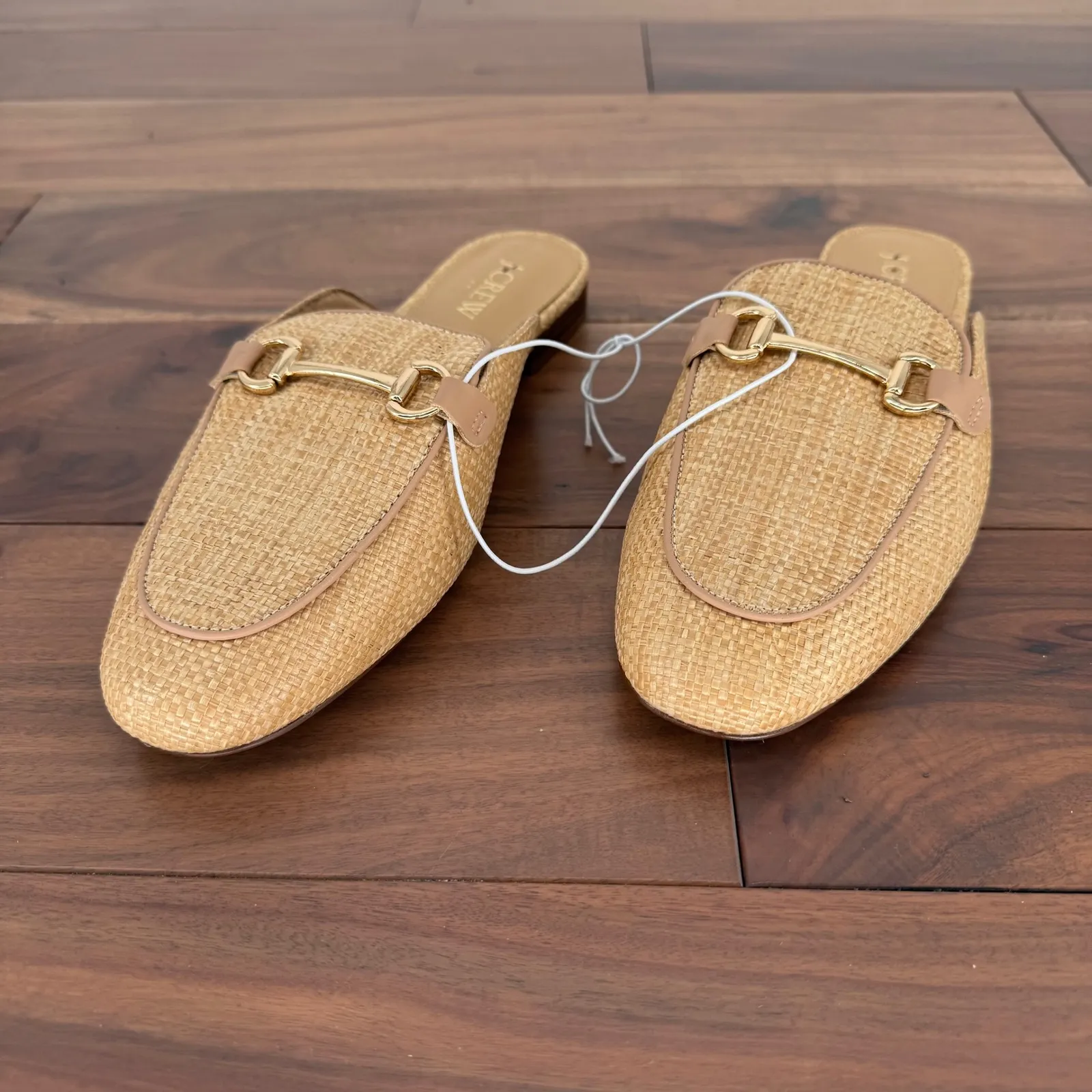 J. Crew Women Beige Straw Espadrille Mule Flats Shoes Size 8 - Image 3