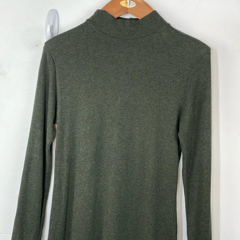 Tkees The Super Rib Turtleneck Maxi Dress long sleeve size Small Green - Image 2