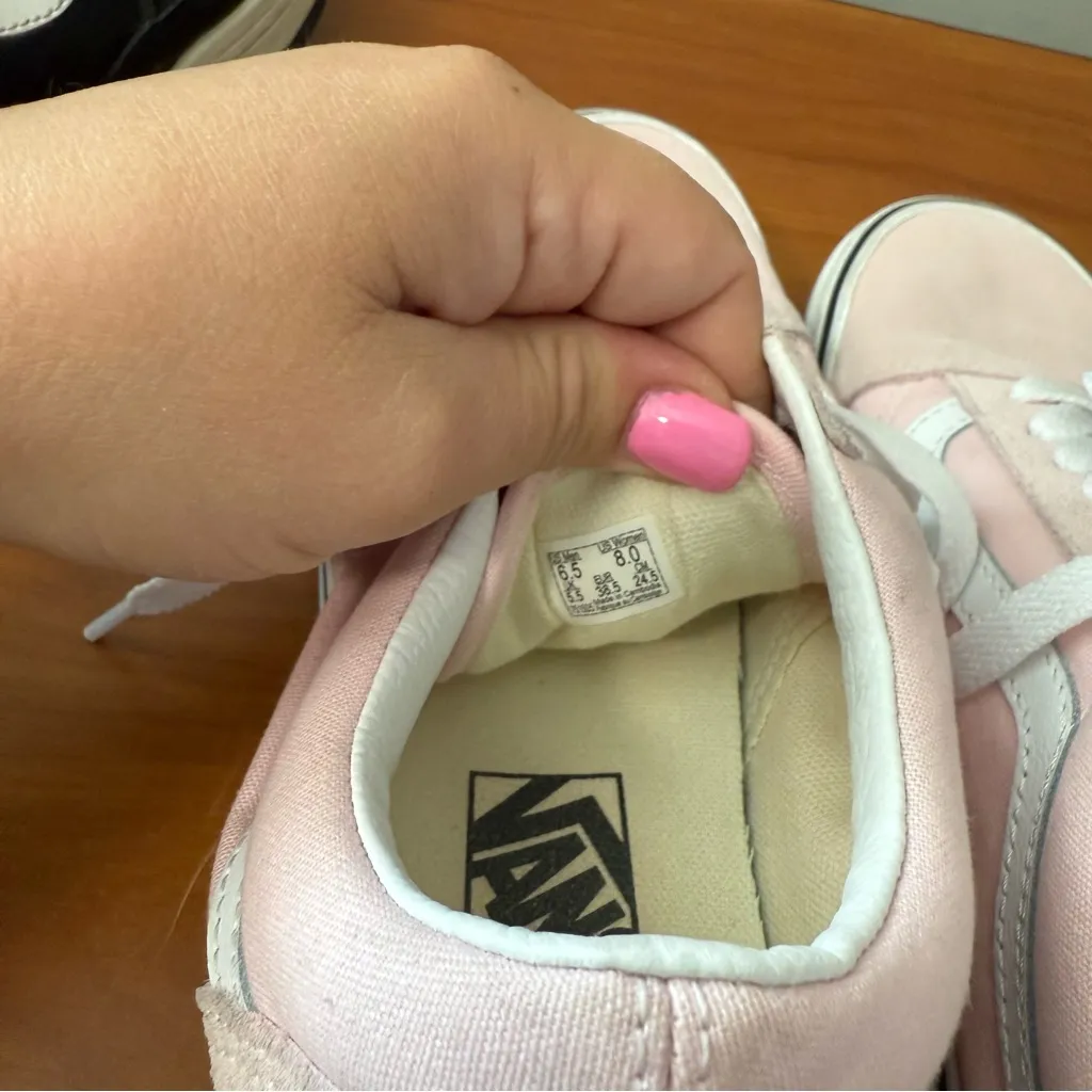 Vans Old Skool Low Top Blush Light Pink White Suede Sneaker‎ Lace Up Skater W8 - Image 8