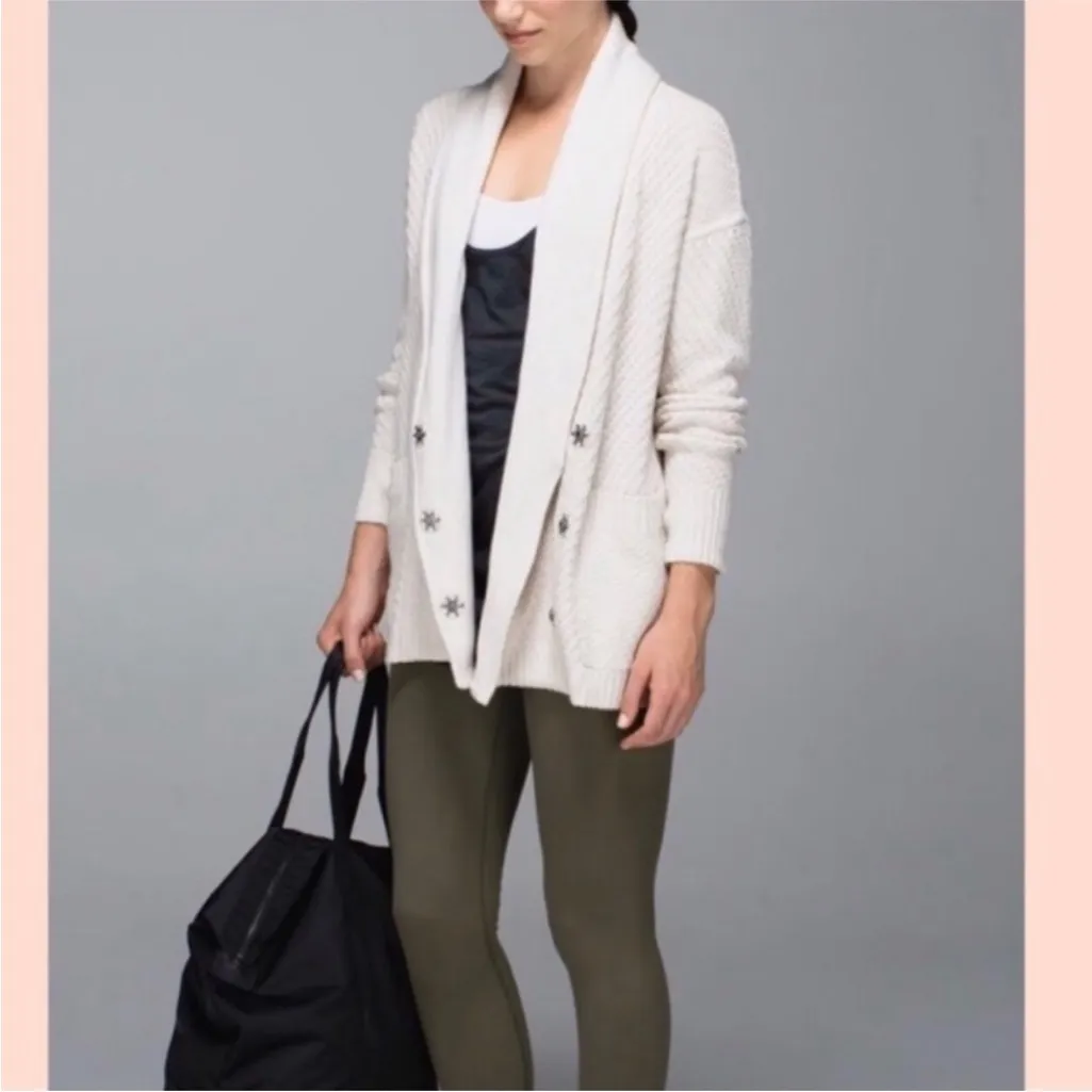 Lululemon cardigan oversized small post practice heathered oatmeal - Image 2