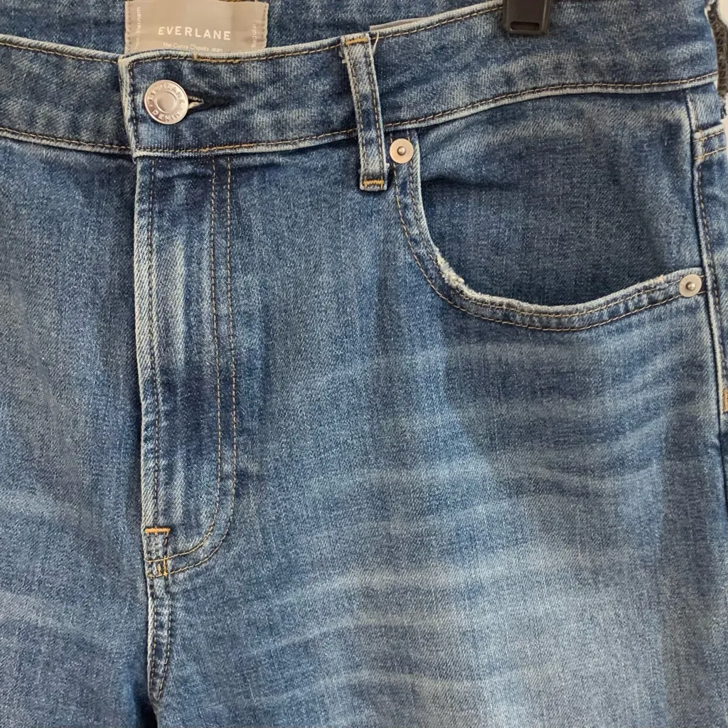 Everlane The Curvy Cheeky High Waist Straight Leg Frayed Hem Jeans Size 32 - Image 6