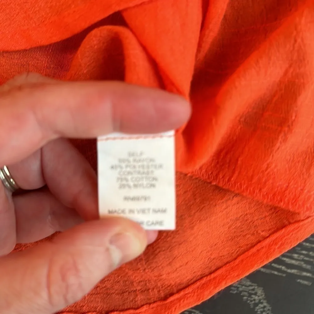 Fig and Flower Orange Boho Floral Embroidered Flare sleeve Tunic top sz small - Image 9