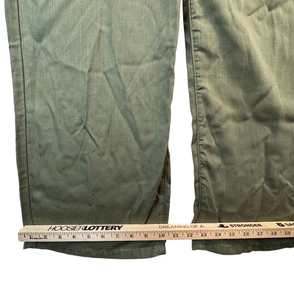 Kut Sienna High Rise Wide Leg Pants Sz 2 Olive Carpenter Coastalcore Resort Chic - Image 9