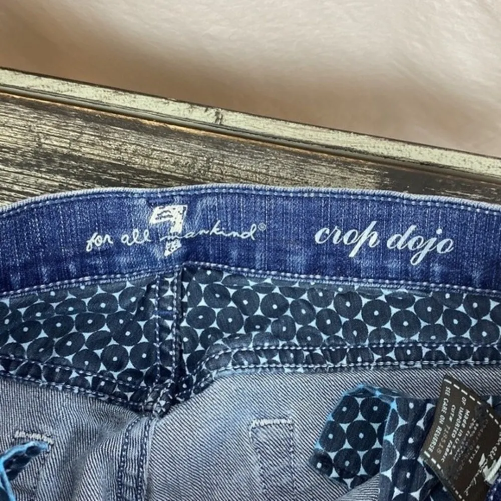 7FAMK Blue Cropped Dojo Low Rise Jeans 26 - Image 4