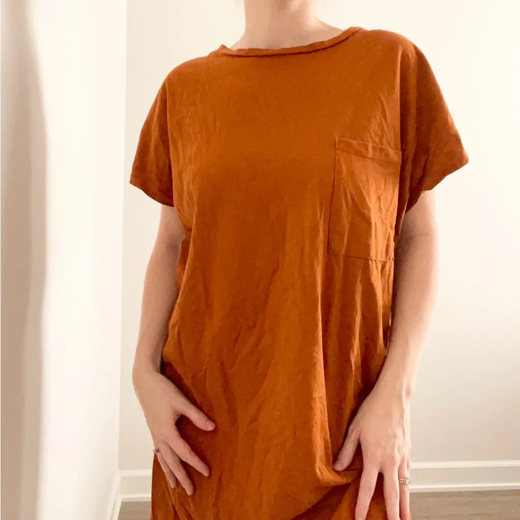 Zara Burnt Orange Muscle Tee Shirt Dress - Image 3