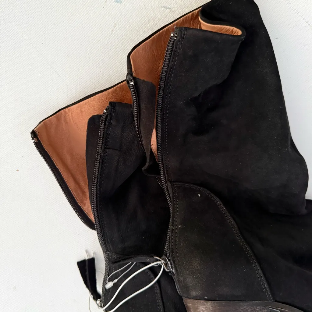 Free People Womens Boots Black Nubuck Suede Stacked Heel Size 40 10 - Image 7