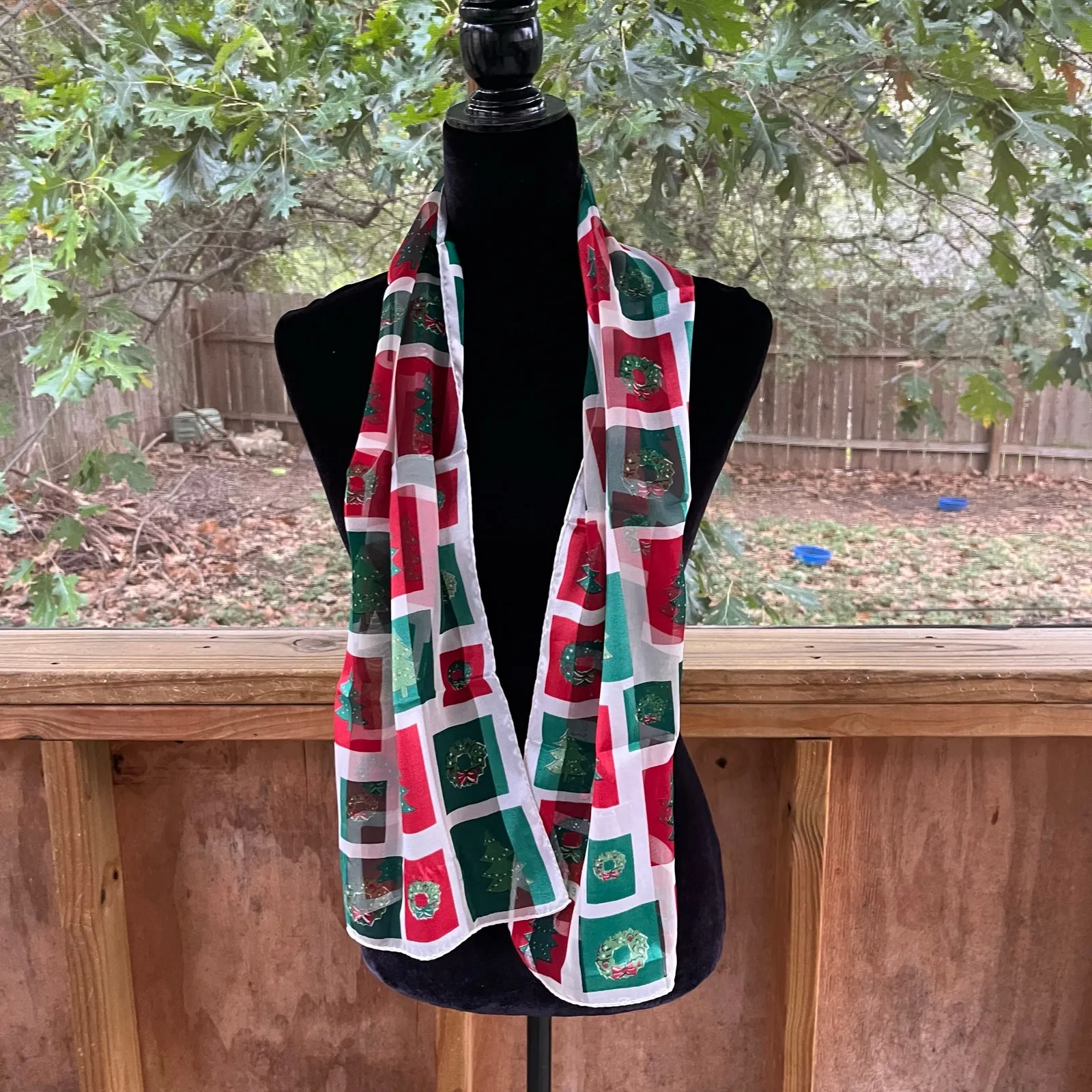 Echo Women's Vintage Christmas Theme Scarf Red White And Green 100% Polyester - Image 2
