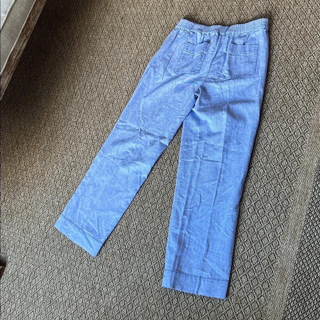 Talbots Cotton Linen Drawstring Pant in Blue Size 6 - Image 7