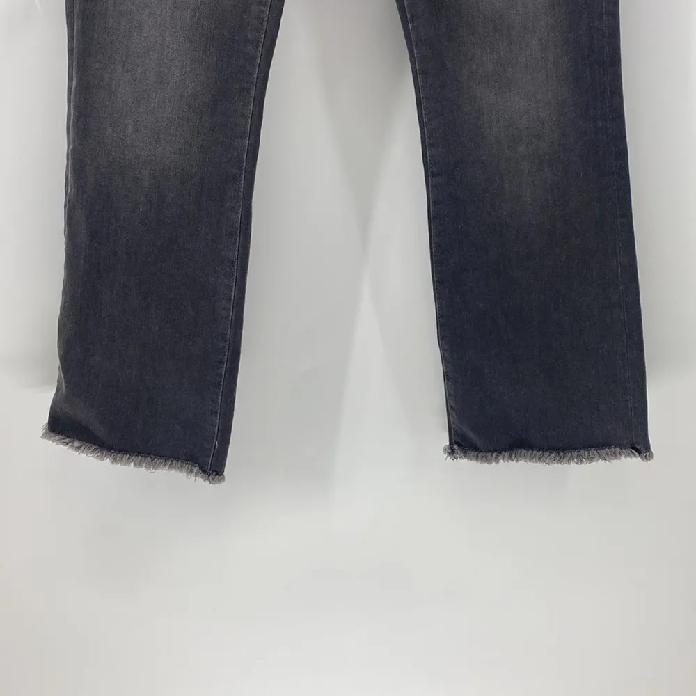 Free People grey high waisted raw hem cropped jeans festival casual stretchy - Image 3