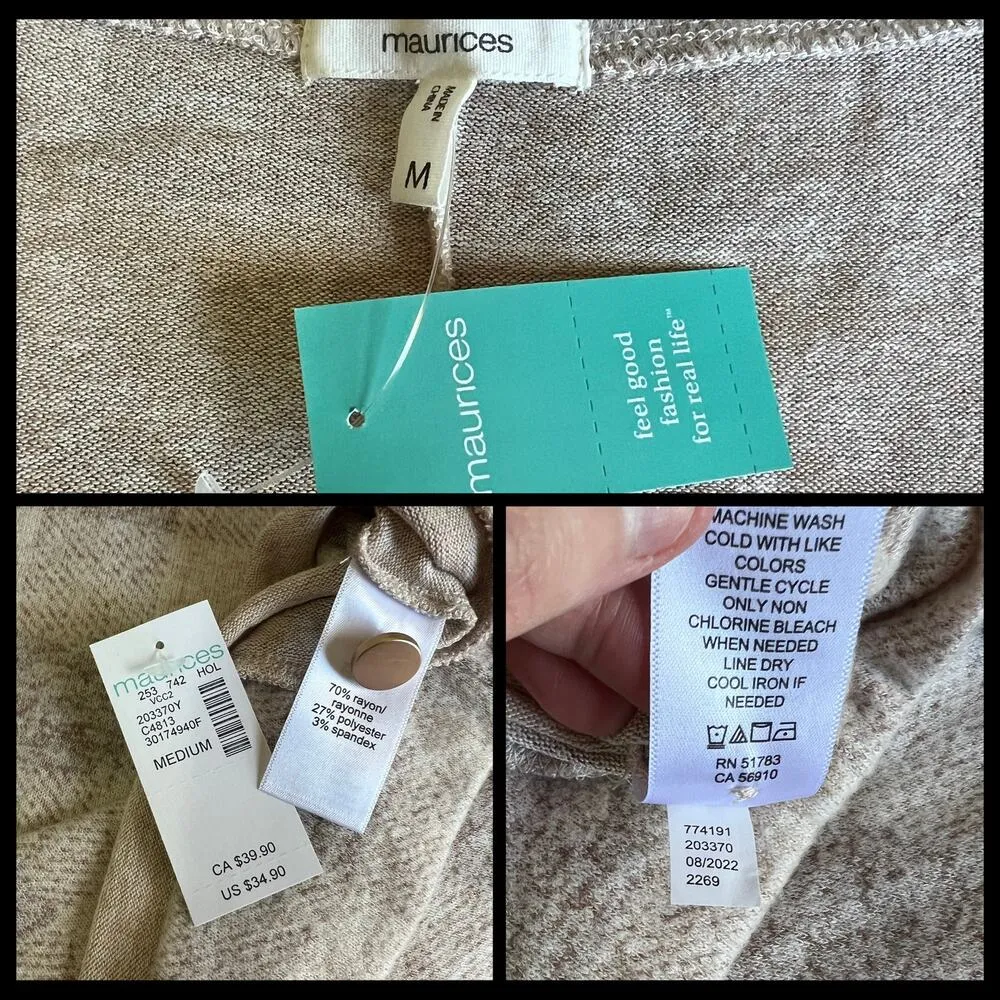 Maurices MEDIUM Cozy Relaxed Plaid Button Long Sleeve Dolman Boat Neckline Tee - Image 9