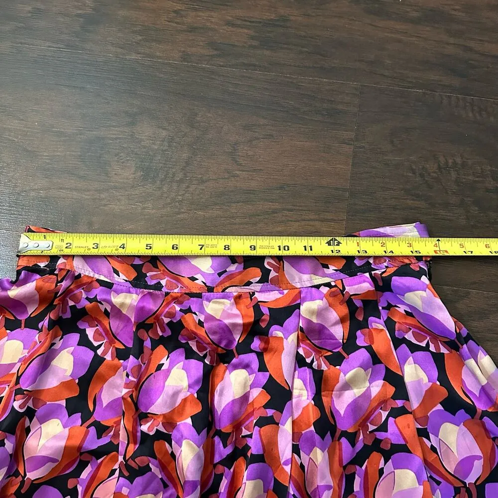 Zara woman purple floral print silk midi skirt size 6 - Image 5
