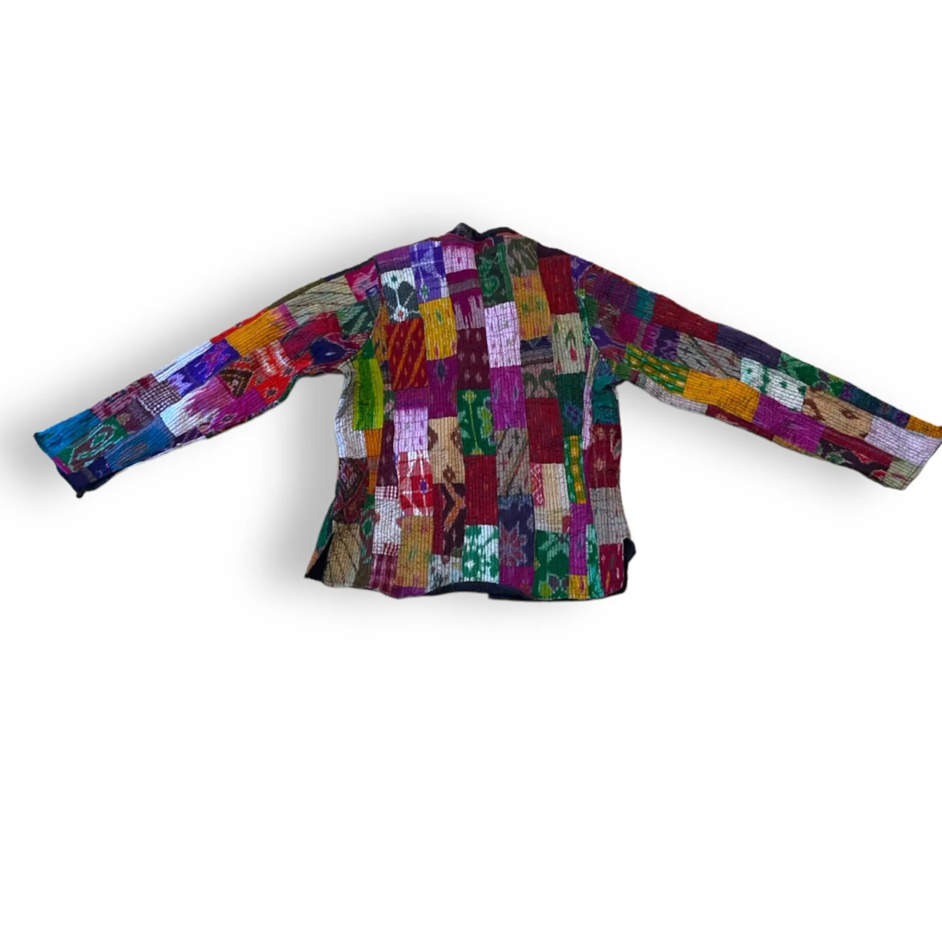 Sam Hiln Classics Colorful Rainbow Quilted Patchwork Silk Jacket Pink - Image 3
